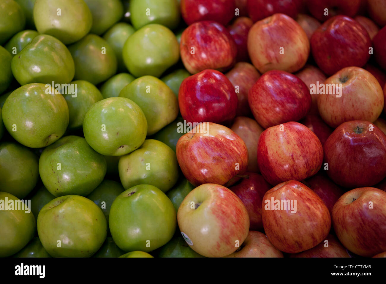Apples on a fruit and veg stall at Fremantle markets in Perth, Western