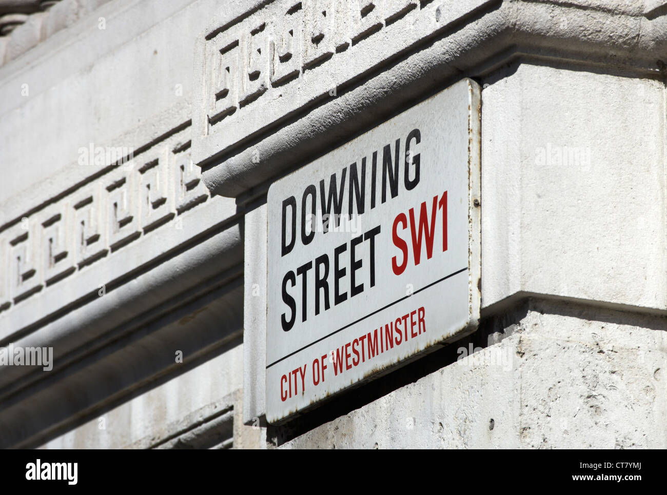 London - road sign on Downing Street Stock Photo