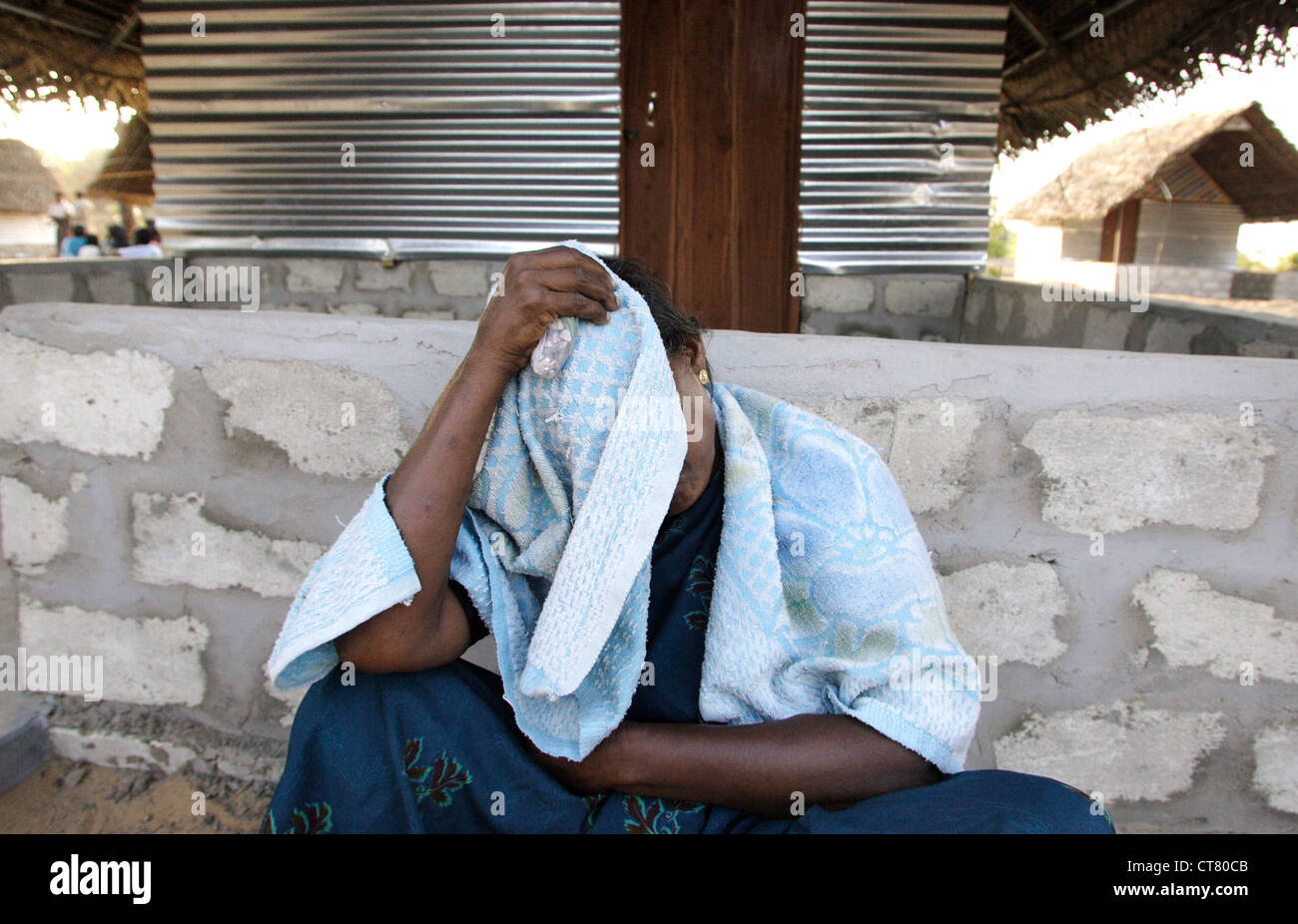 Temporary shelter for tsunami refugees Stock Photo