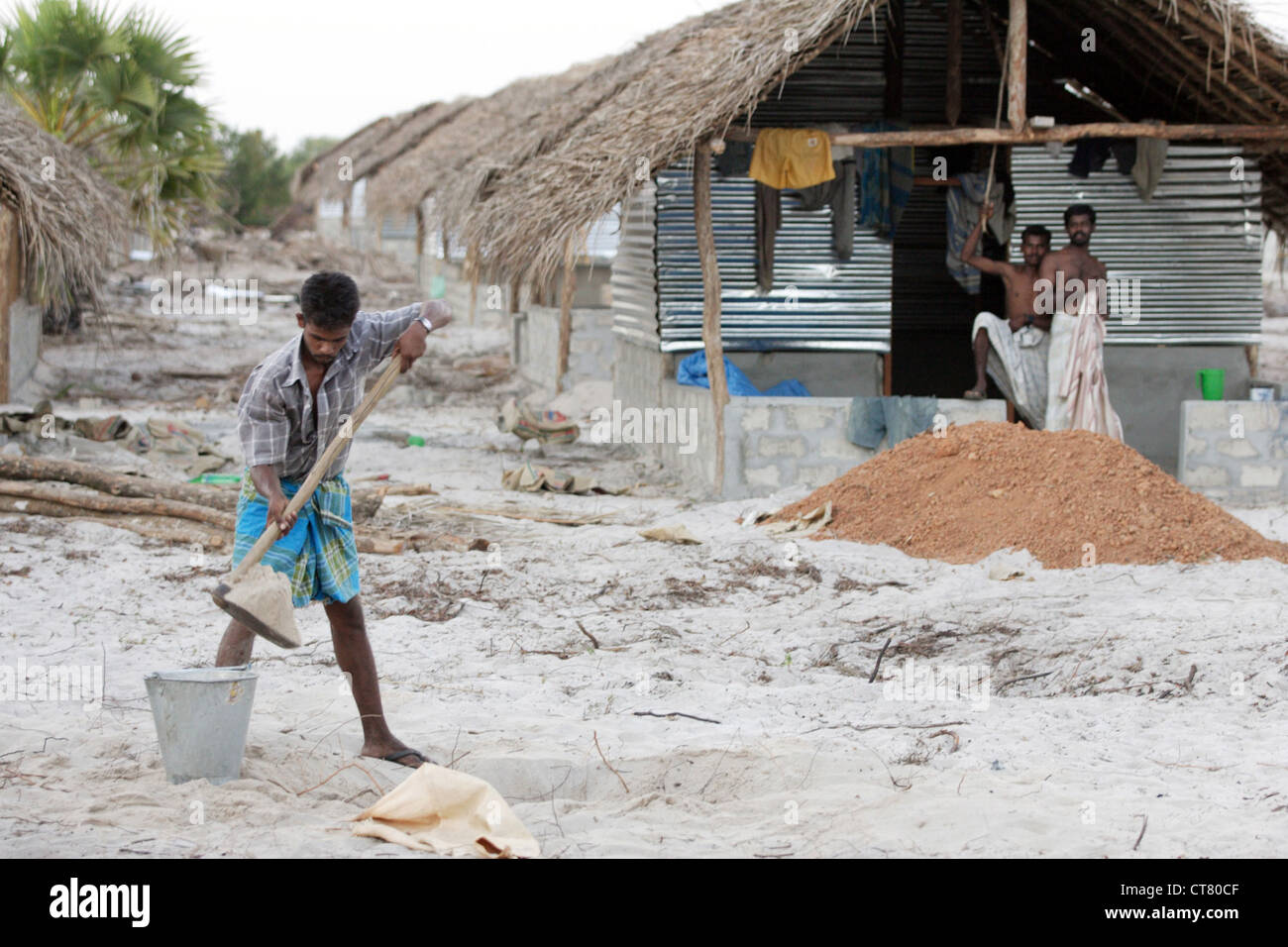 Temporary shelter for tsunami refugees Stock Photo