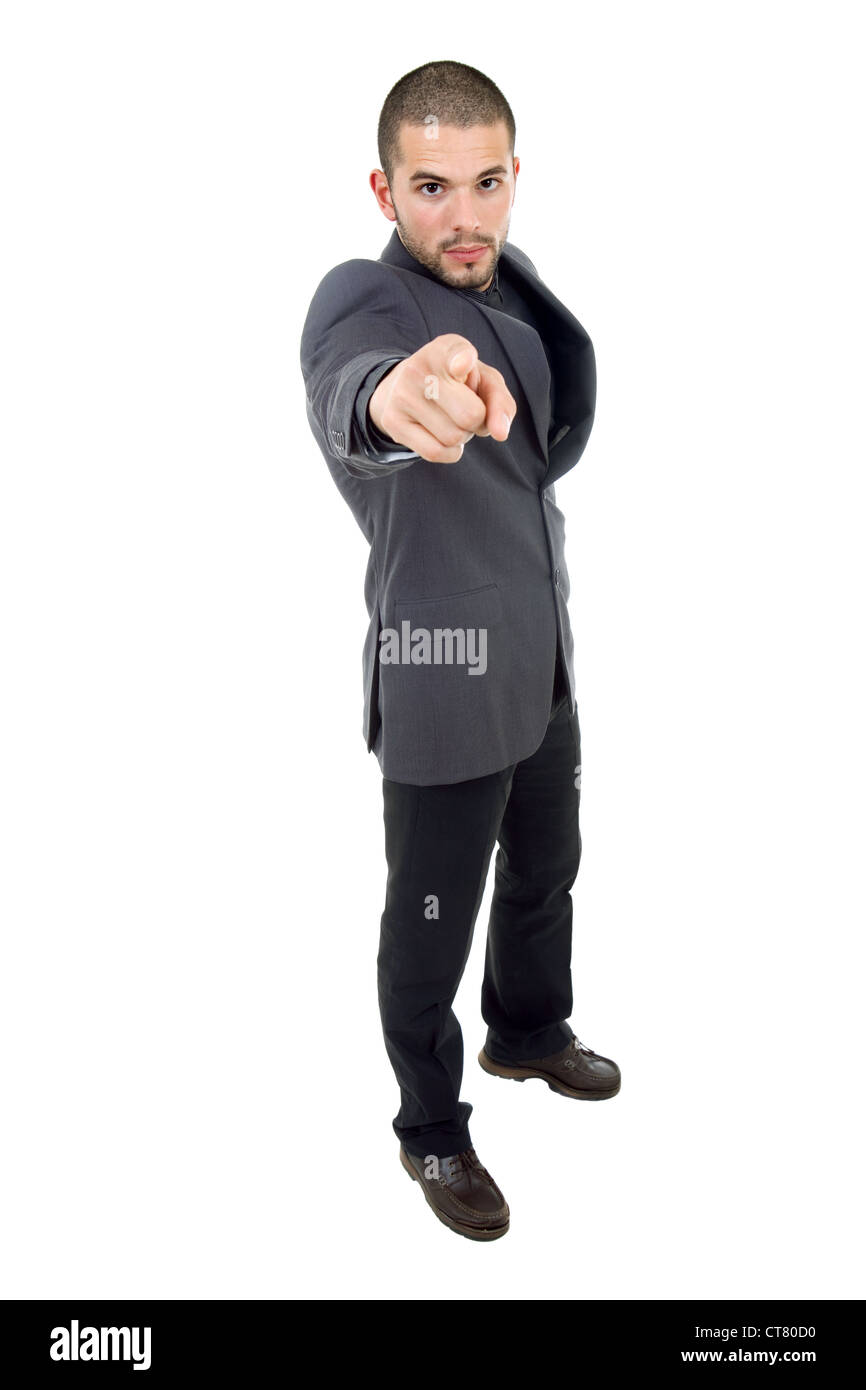 young business man in a suit pointing with his finger Stock Photo - Alamy