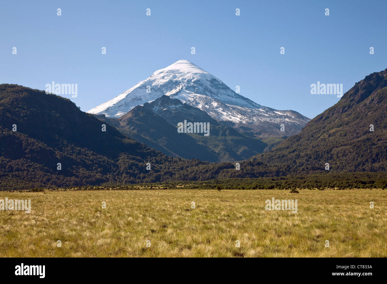 View of Volcan Lanin Stock Photo
