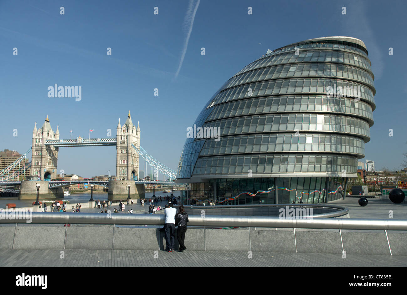 London - City Hall and Tower Bridge Stock Photo