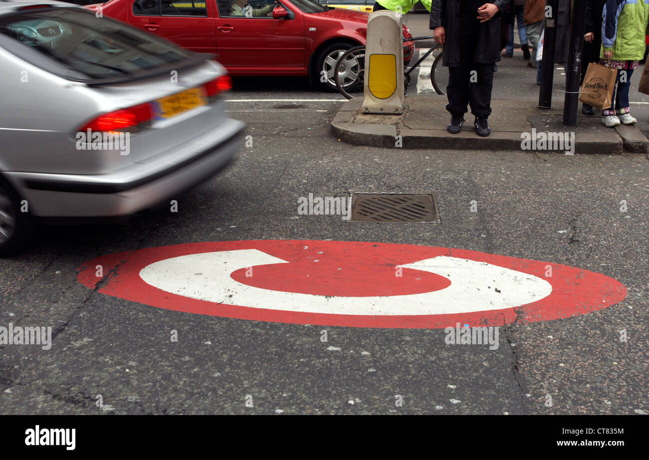 London sign for the congestion charging on the road Stock Photo Alamy