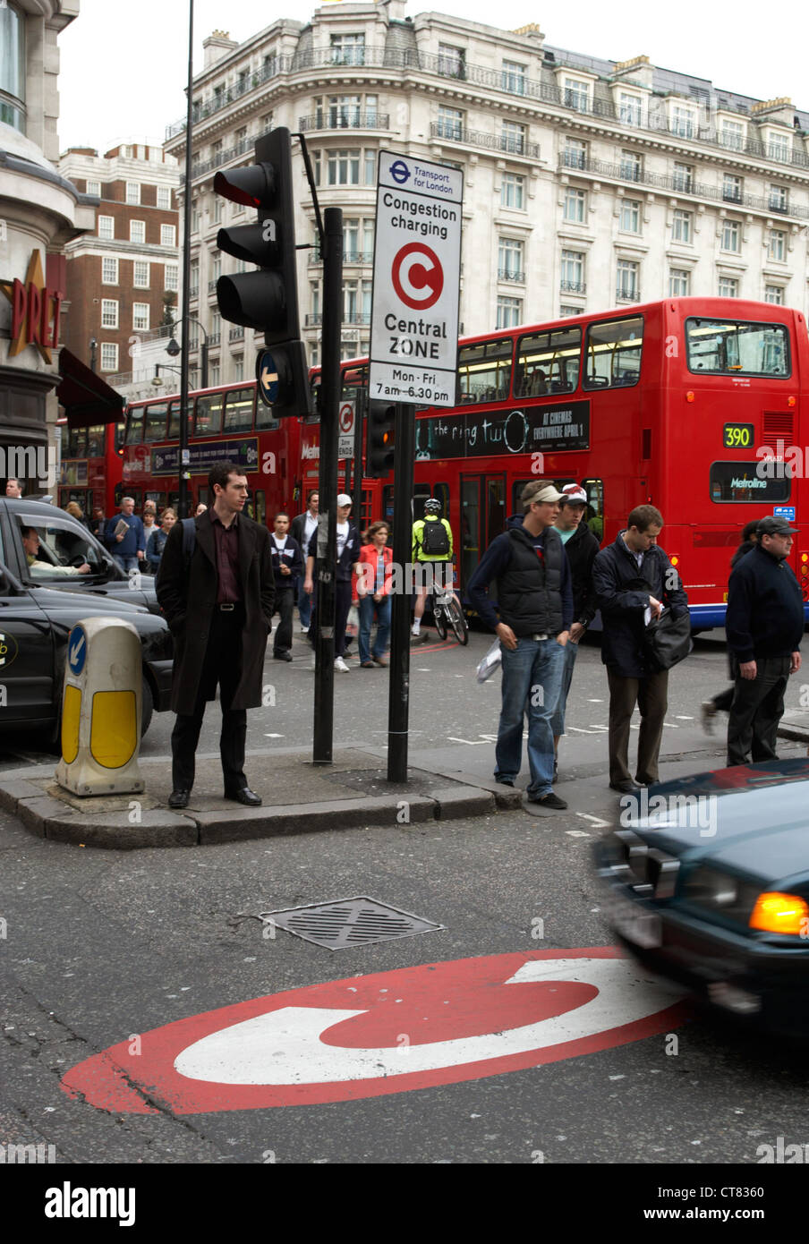 London sign for the congestion charging on the road Stock Photo Alamy