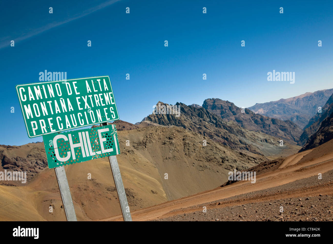 The old border crossing of Chile and Argentina at 4000 metres Stock Photo