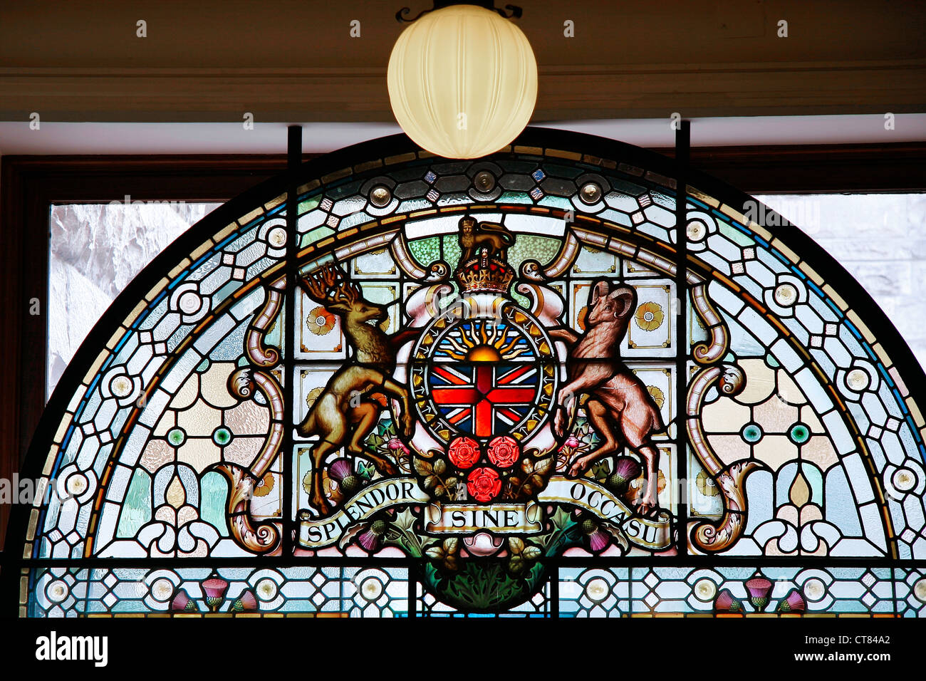 Stained glass window British Columbia Parliament building Stock Photo