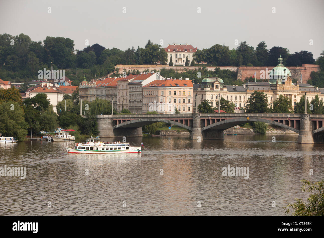 Prague, Czech Republic, Vltava, river, transport, boat, bridget, old, city, urban, architecture, bohemia, art, scene, housing Stock Photo