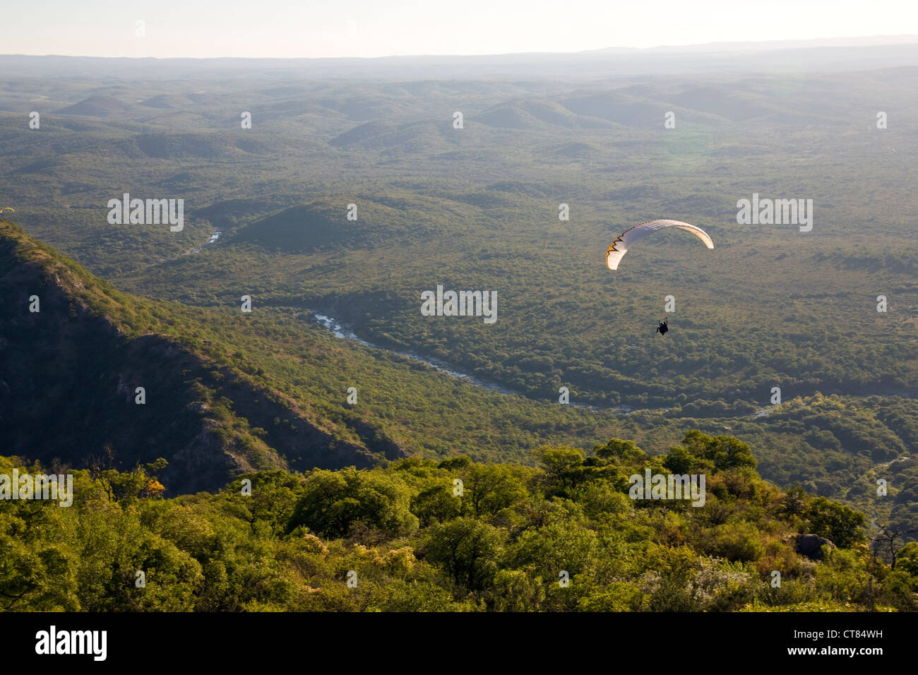 Paragliding from Mirador de Cuchi Corral Stock Photo