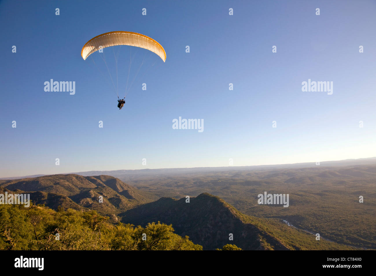 Paragliding from Mirador de Cuchi Corral Stock Photo