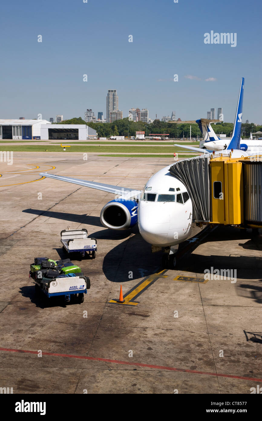 Aerolineas Argentinas plane at Jorge Newberry Airport Stock Photo