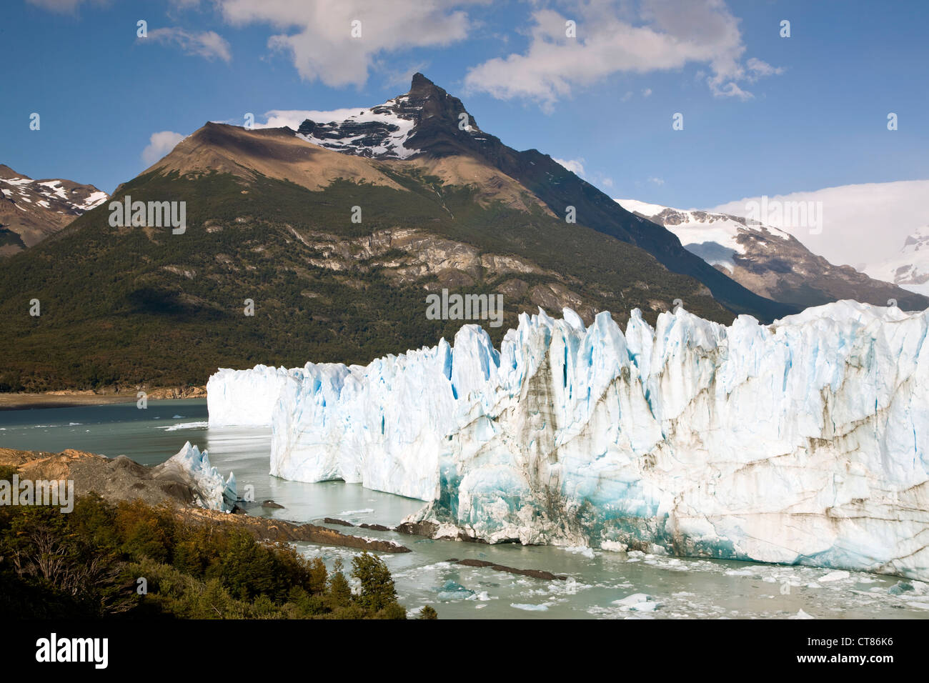 Breaking Wall of Glaciar Perito Moreno Stock Photo