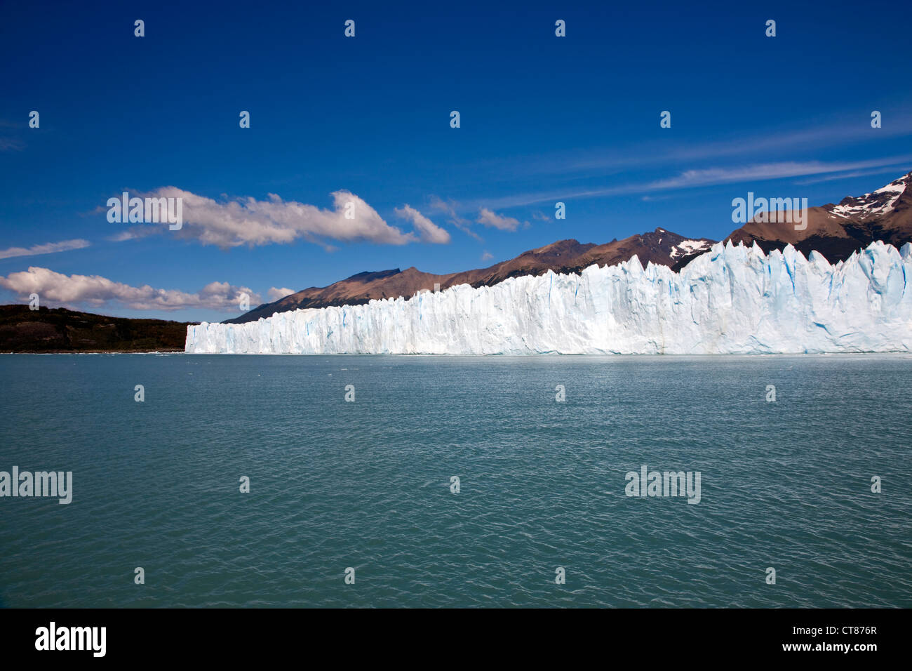 North Face of Glaciar Moreno from the Canal de los Tempanos in Lago Argentino Stock Photo