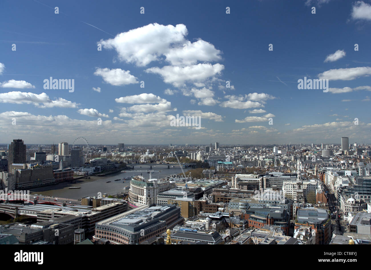London - view over the city center with the River Thames Stock Photo