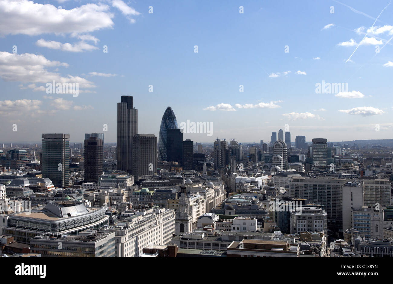 London - view over downtown to the financial district Stock Photo