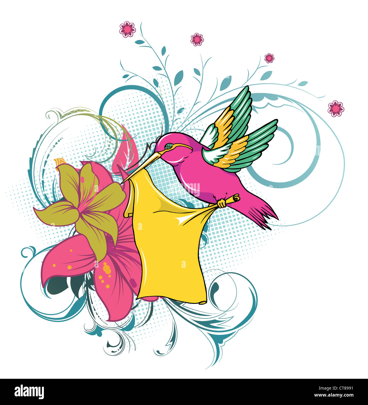 abstract bird with floral Stock Photo - Alamy
