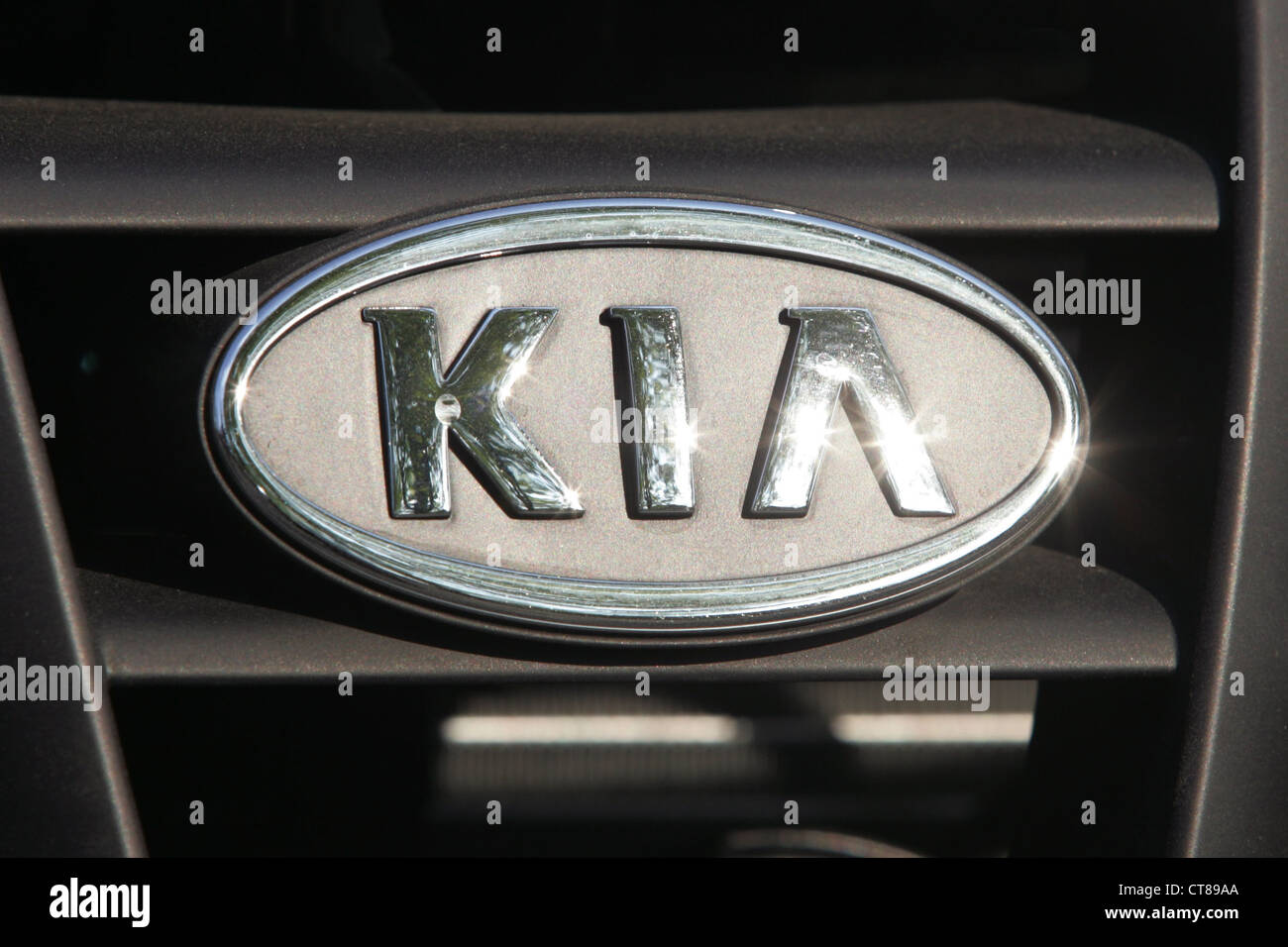 Logo of the car manufacturer KIA Stock Photo