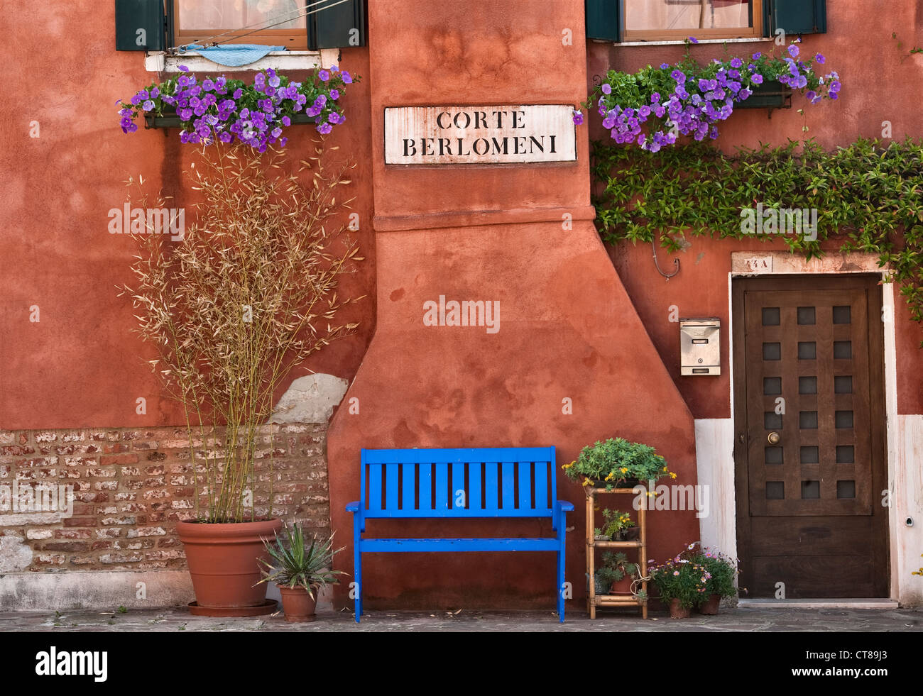 A colourful house in Corte Berlomeni on the Giudecca in Venice, Italy ...