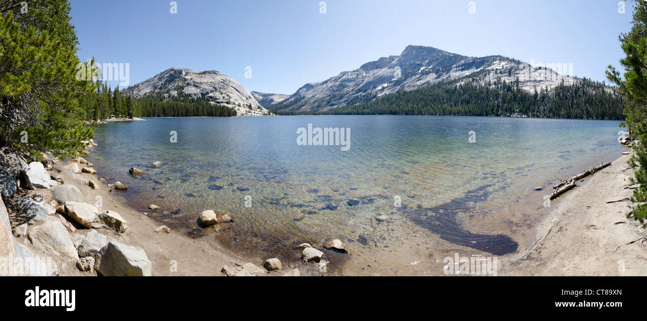 overview of Tenaya Lake in Yosemite National Park in California in America Stock Photo