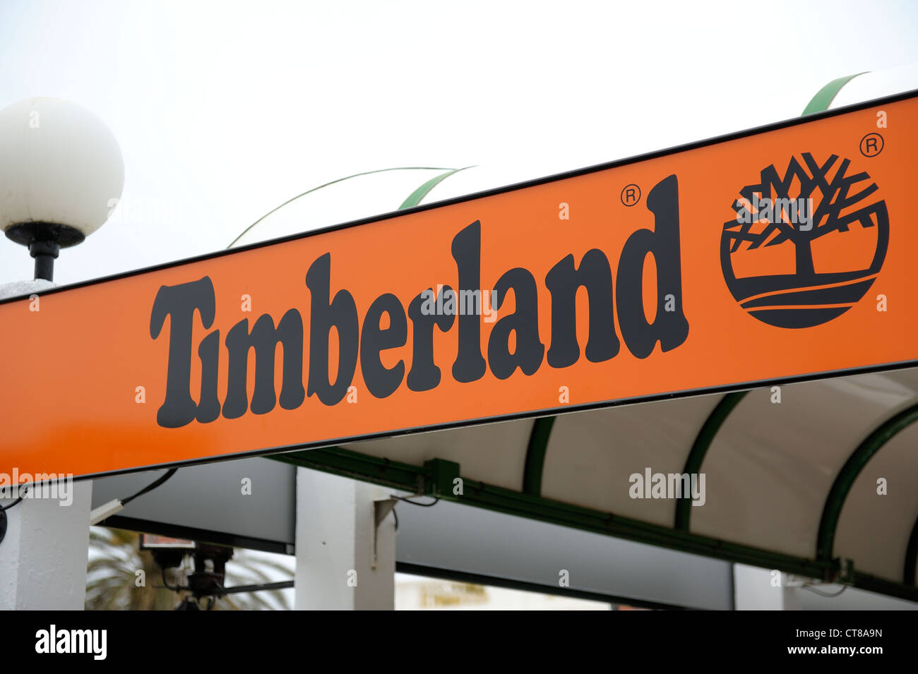timberland shop logo menorca spain Stock Photo - Alamy