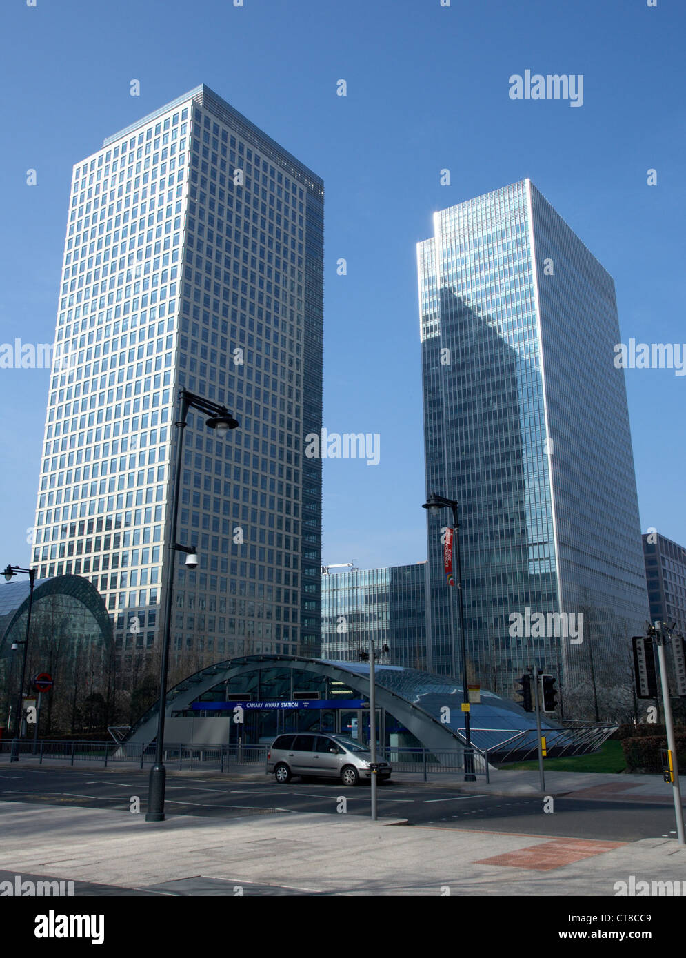London - Canary Wharf skyscrapers and Buerotuerme Stock Photo