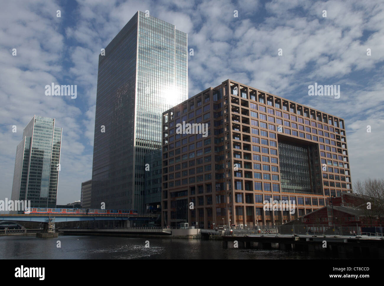 London - Canary Wharf skyscrapers and Buerotuerme Stock Photo
