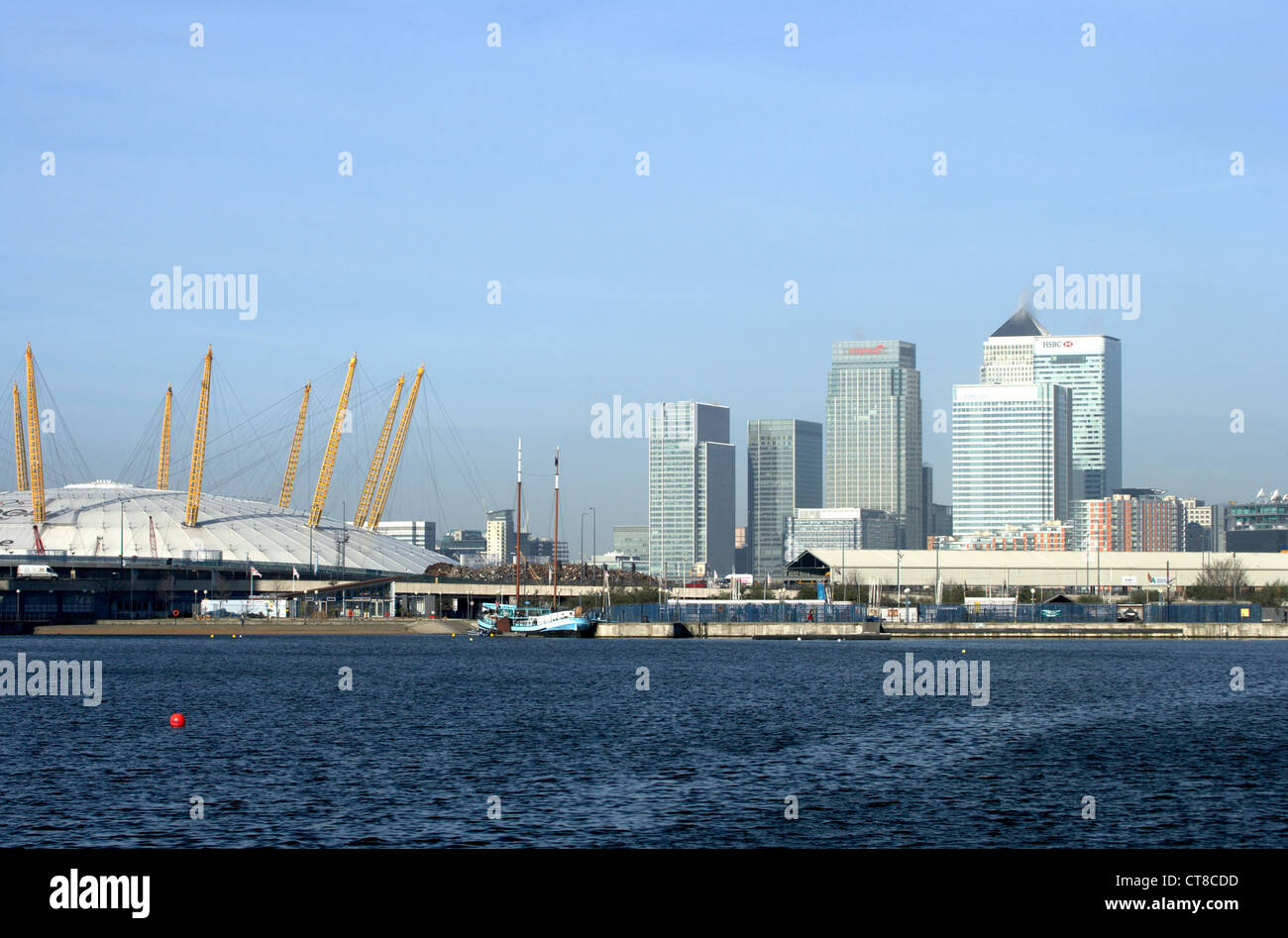 London - view to Canary Wharf from the Royal Docks Stock Photo