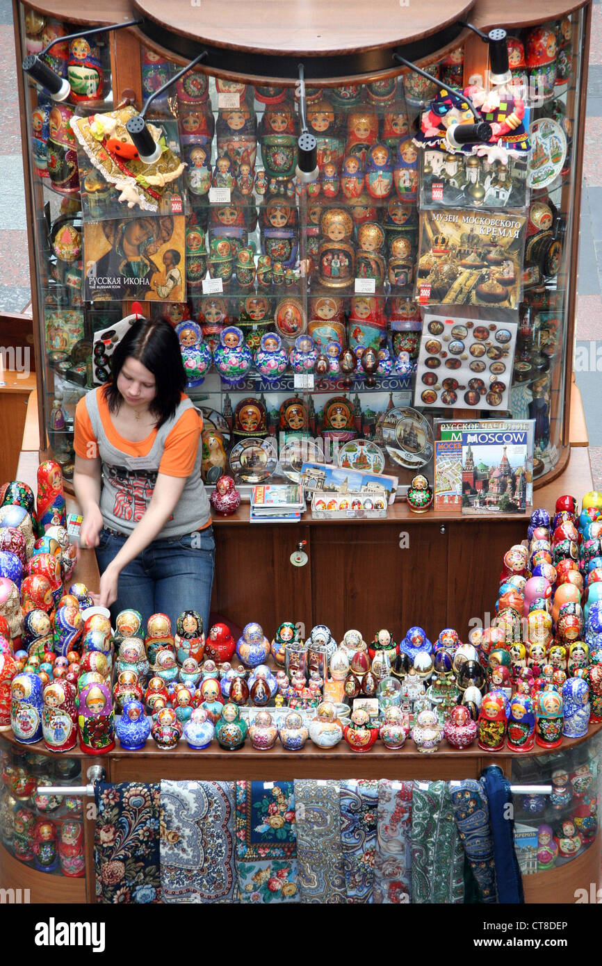 Moscow, souvenir trade with matryoshkas Stock Photo