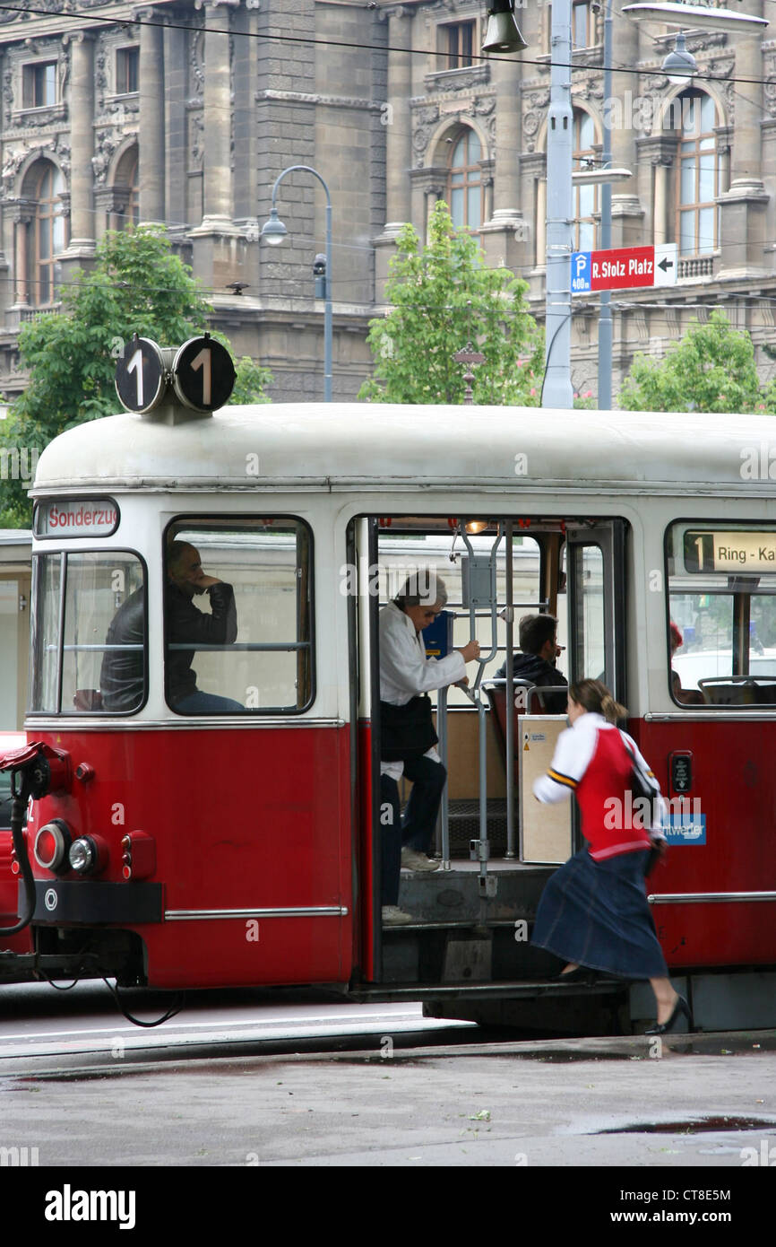 Vienna, increases in passenger tramway Stock Photo