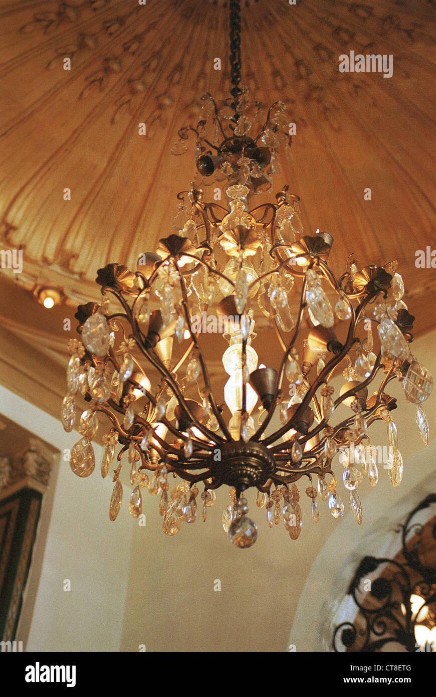 Chandelier at the Hotel Inglaterra Stock Photo