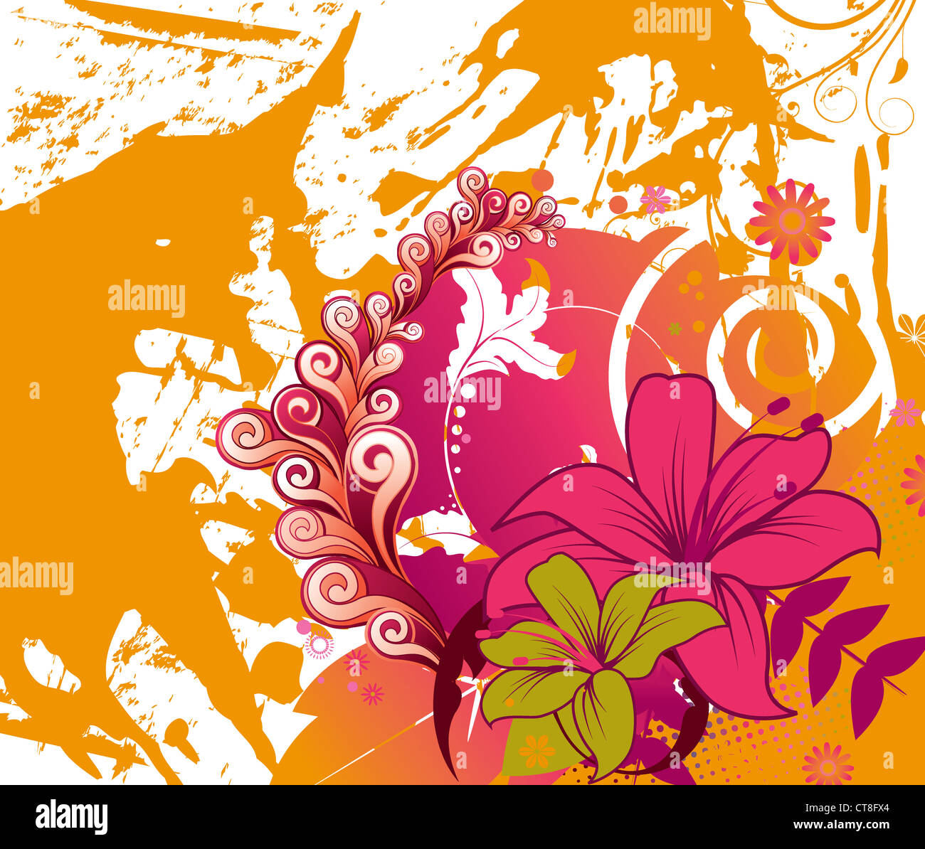 vintage floral background with grunge Stock Photo - Alamy