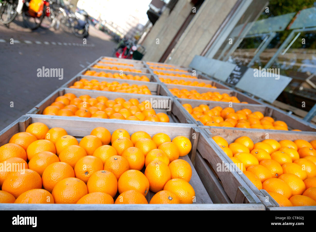 Oranges in Amsterdam, Netherlands. Orange is the colour of the Dutch Royal Family Stock Photo