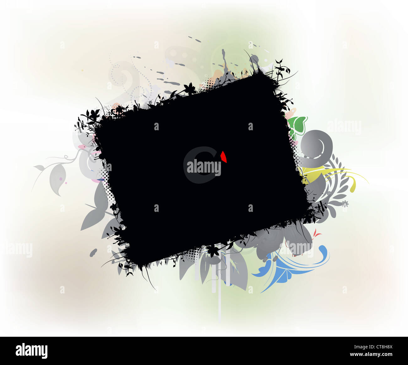 vector grunge floral frame Stock Photo - Alamy