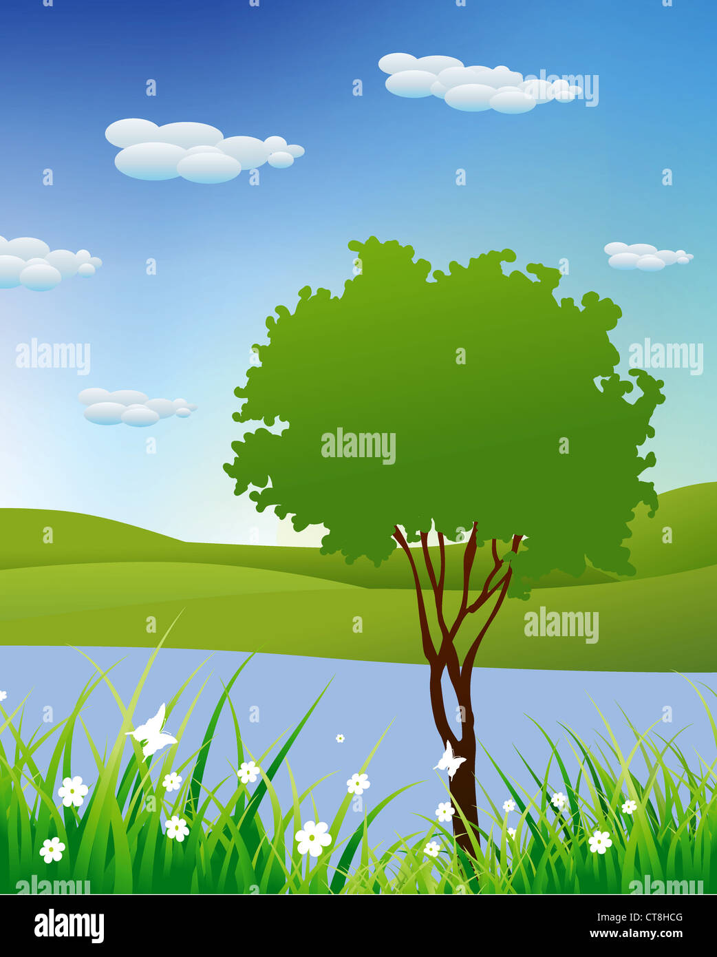 vector green floral background Stock Photo - Alamy
