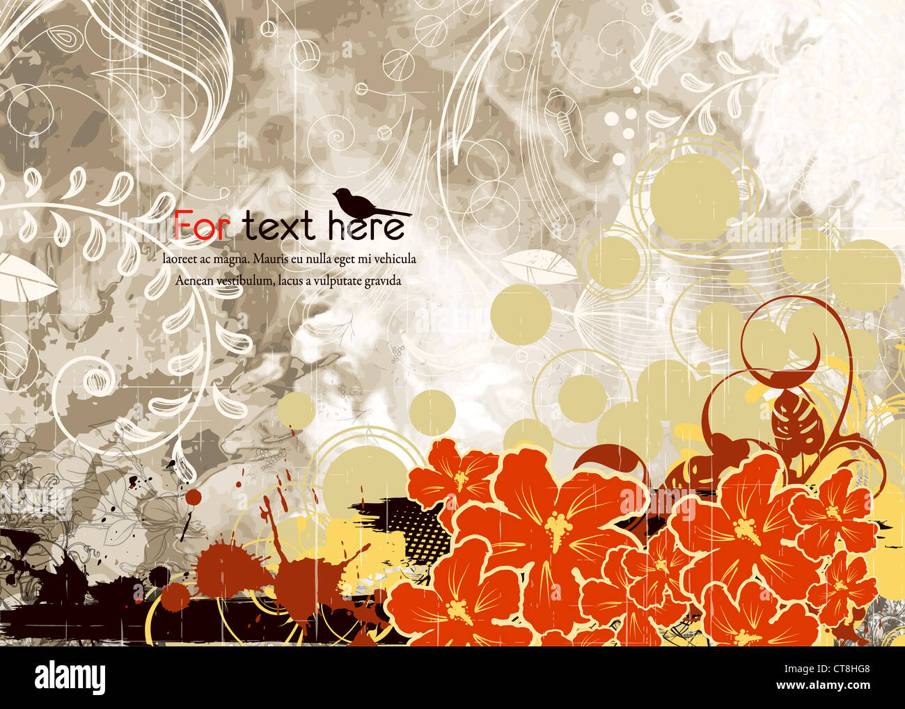 grunge background with flowers vector illustration Stock Photo - Alamy