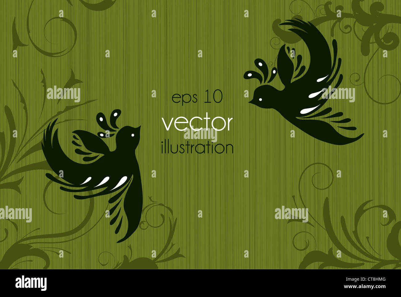 vector vintage floral background with birds Stock Photo - Alamy