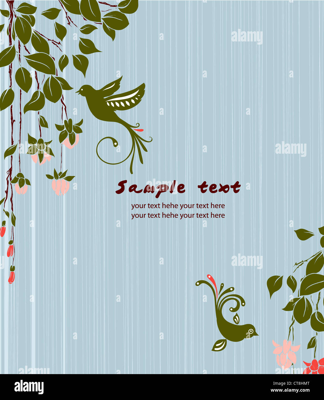 vector vintage floral background with birds Stock Photo - Alamy