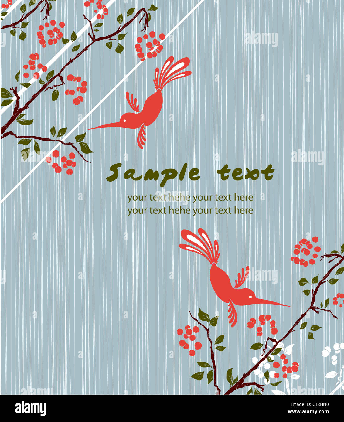vector vintage floral background with birds Stock Photo - Alamy