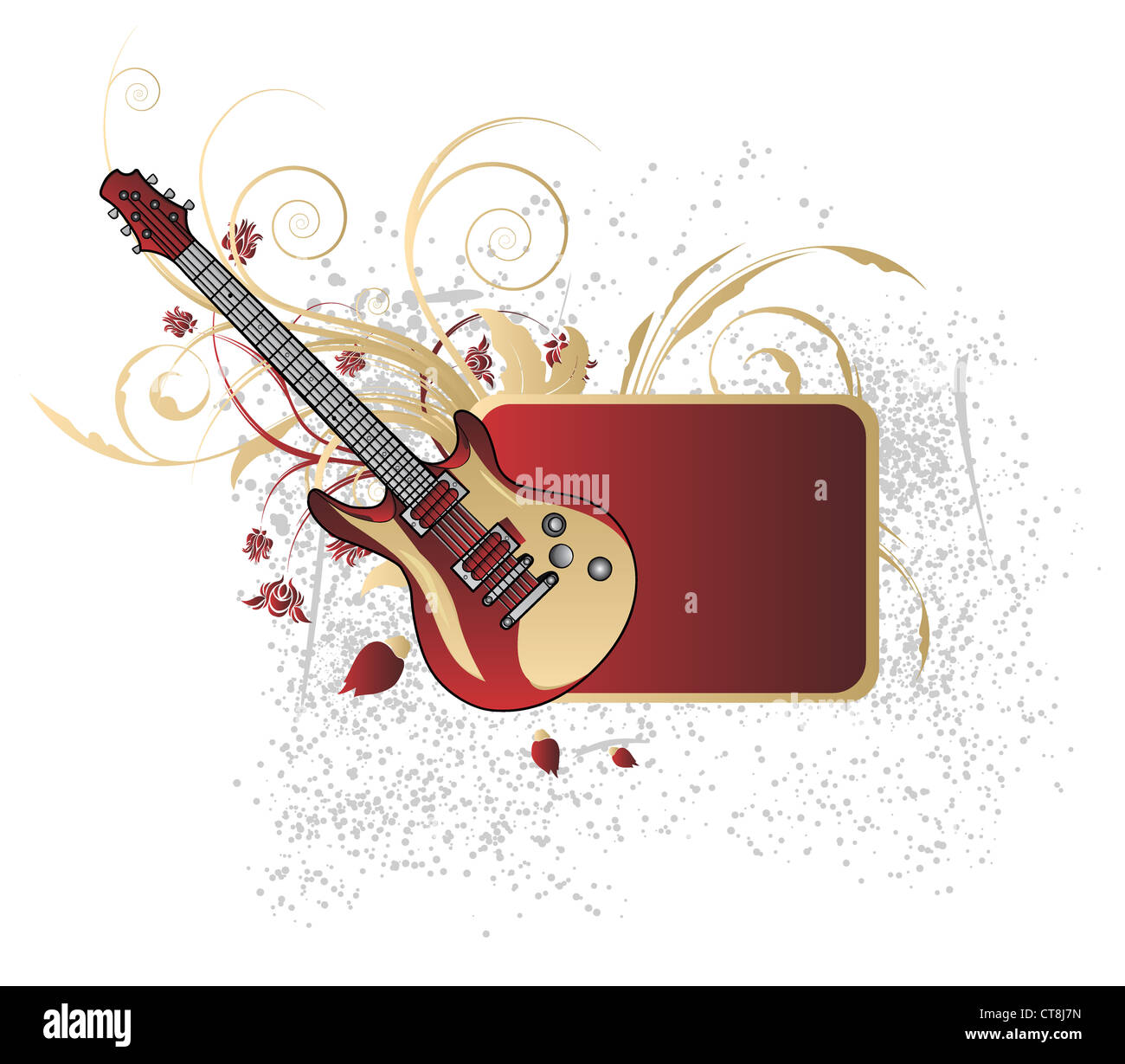 guitar with floral backgroud Stock Photo - Alamy