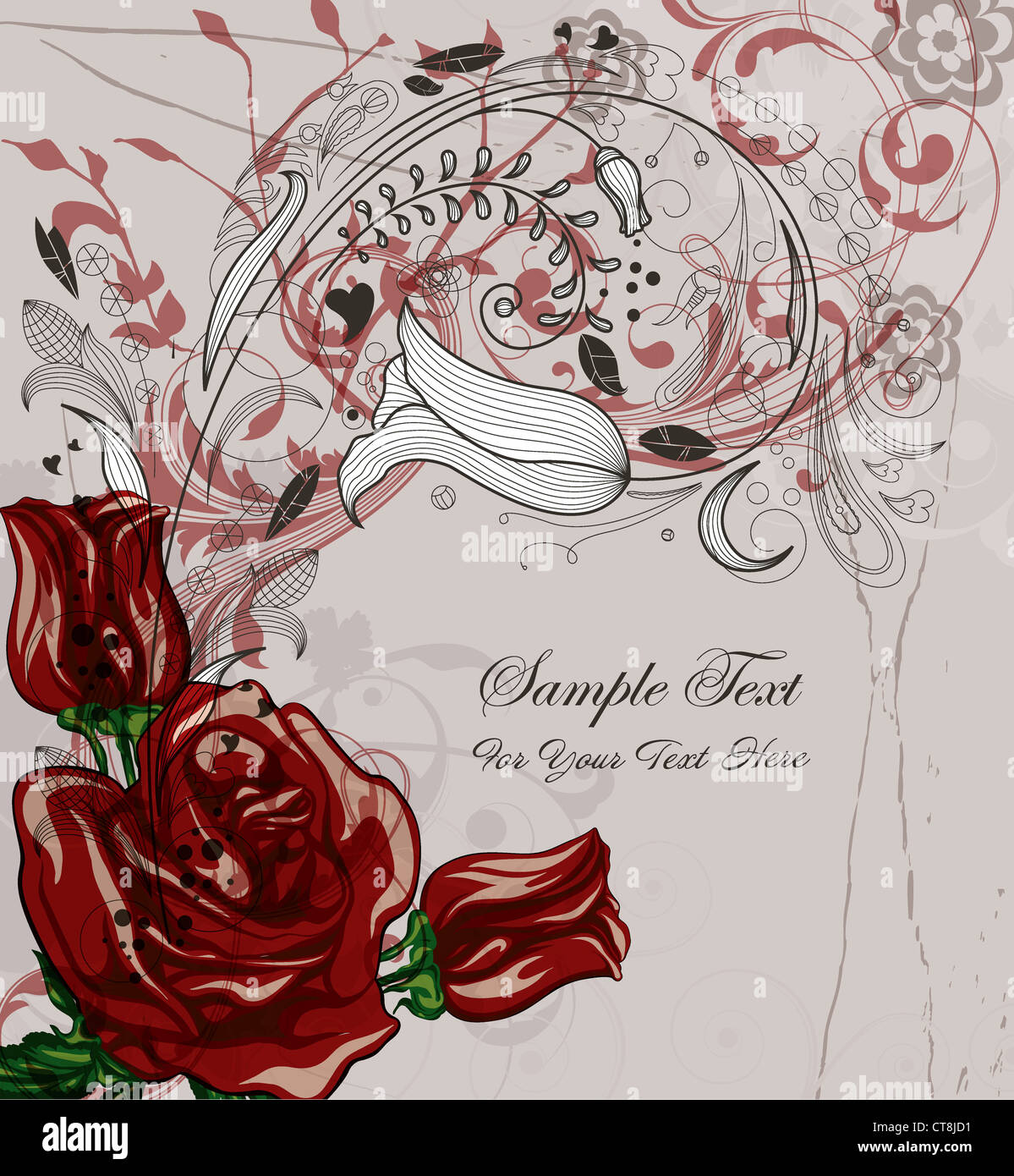 vintage background with roses vector illustration Stock Photo - Alamy