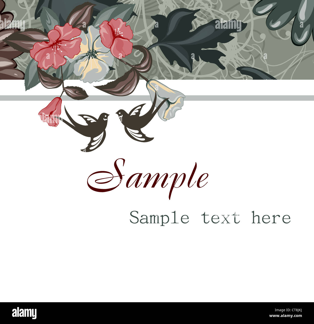 vector abstract floral background with birds Stock Photo - Alamy