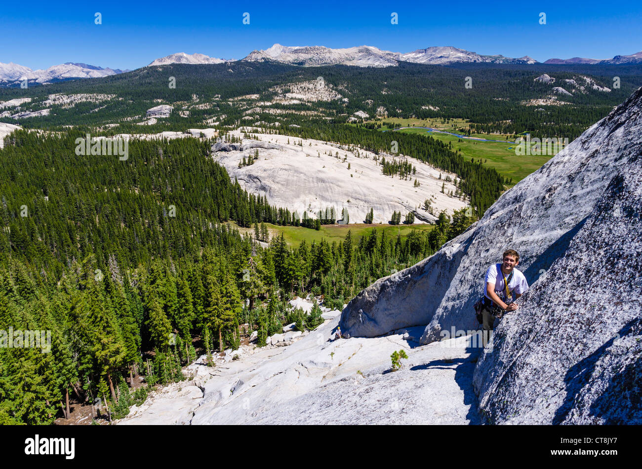 Rock climbers on Marmot Dome, Tuolumne Meadows, Yosemite National Park