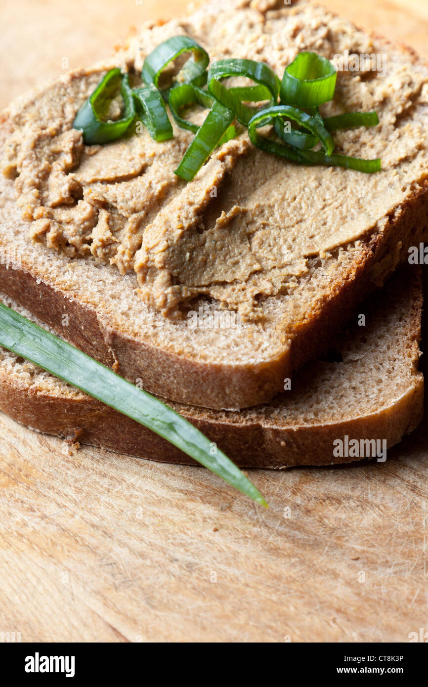 Open sandwich with liver pate Stock Photo Alamy