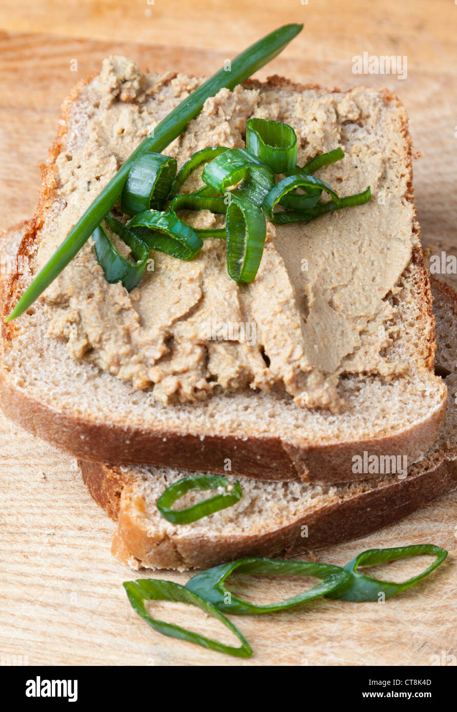 Open sandwich with liver pate Stock Photo Alamy
