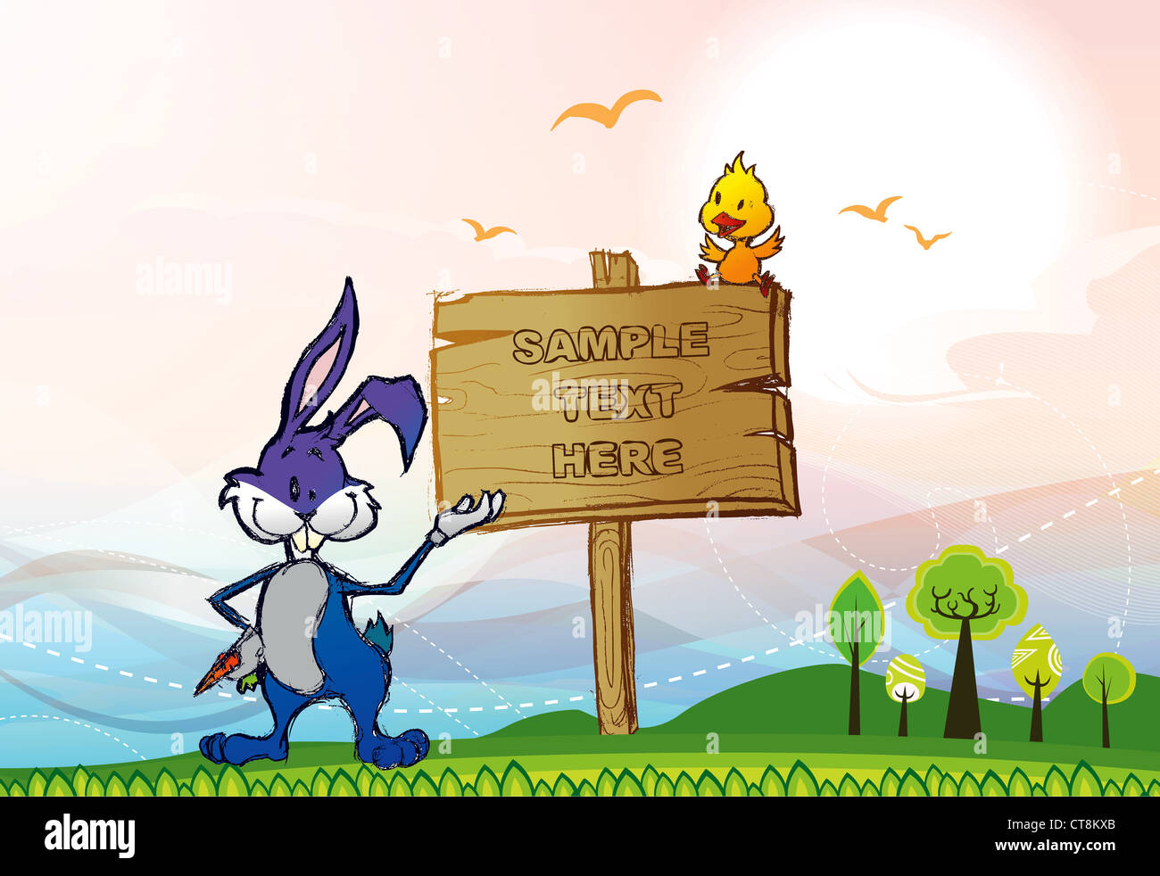 vector easter background with bunny Stock Photo - Alamy