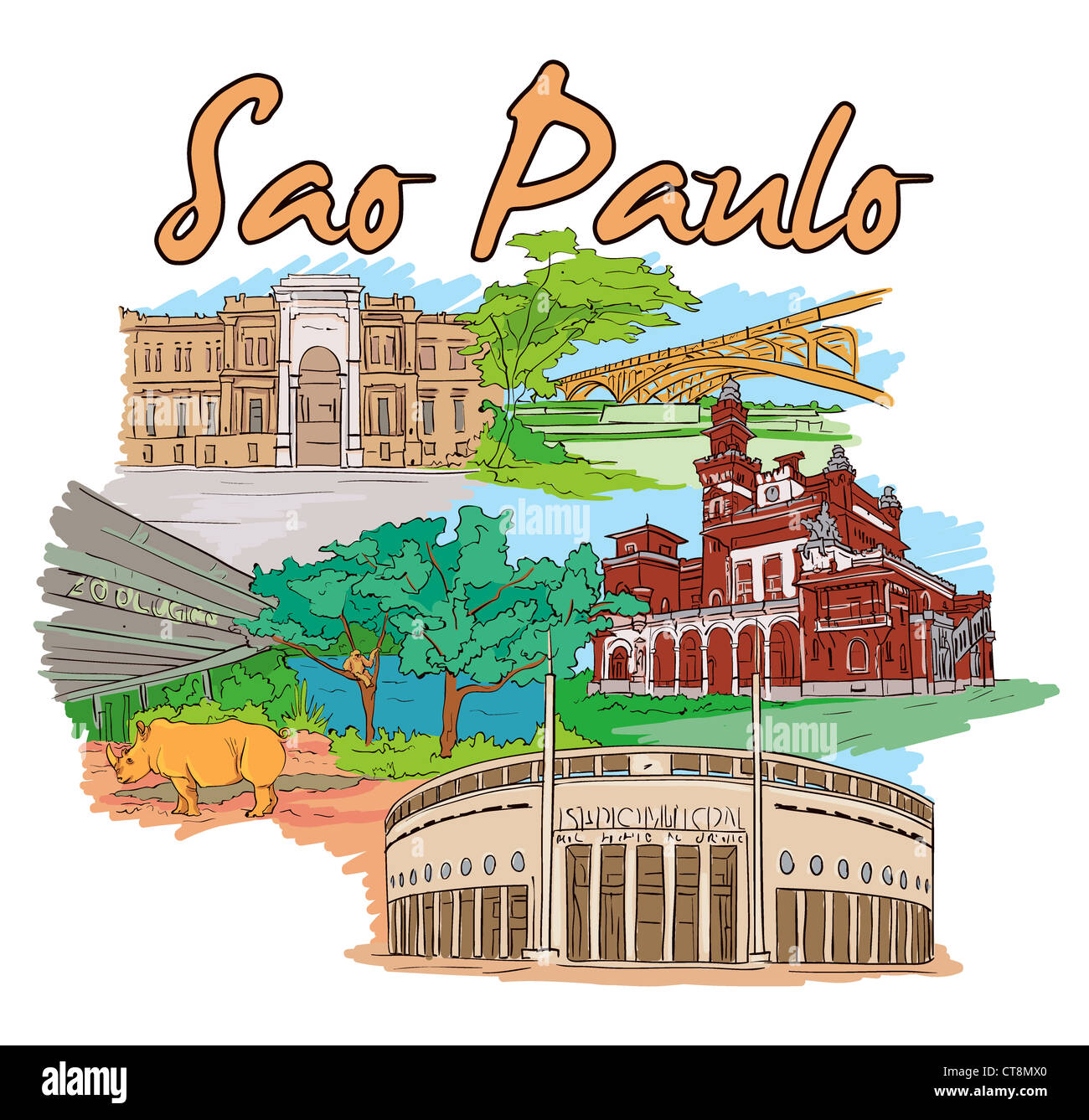 sao paulo doodles vector illustration Stock Photo - Alamy
