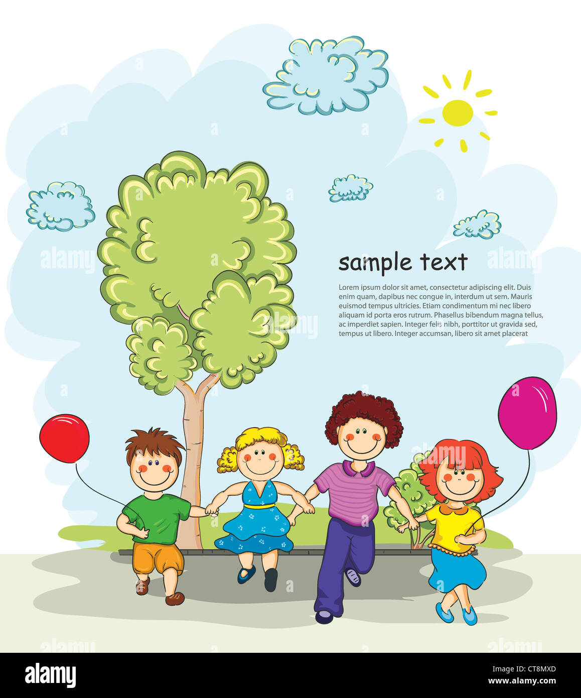 kids playing vector illustration Stock Photo - Alamy