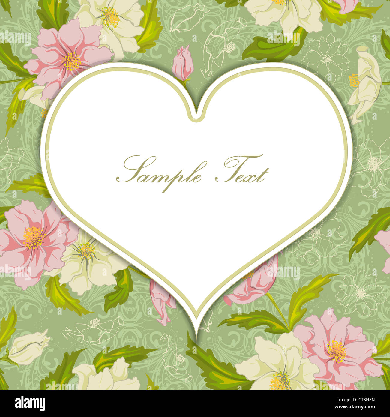 heart with floral background vector illustration Stock Photo - Alamy