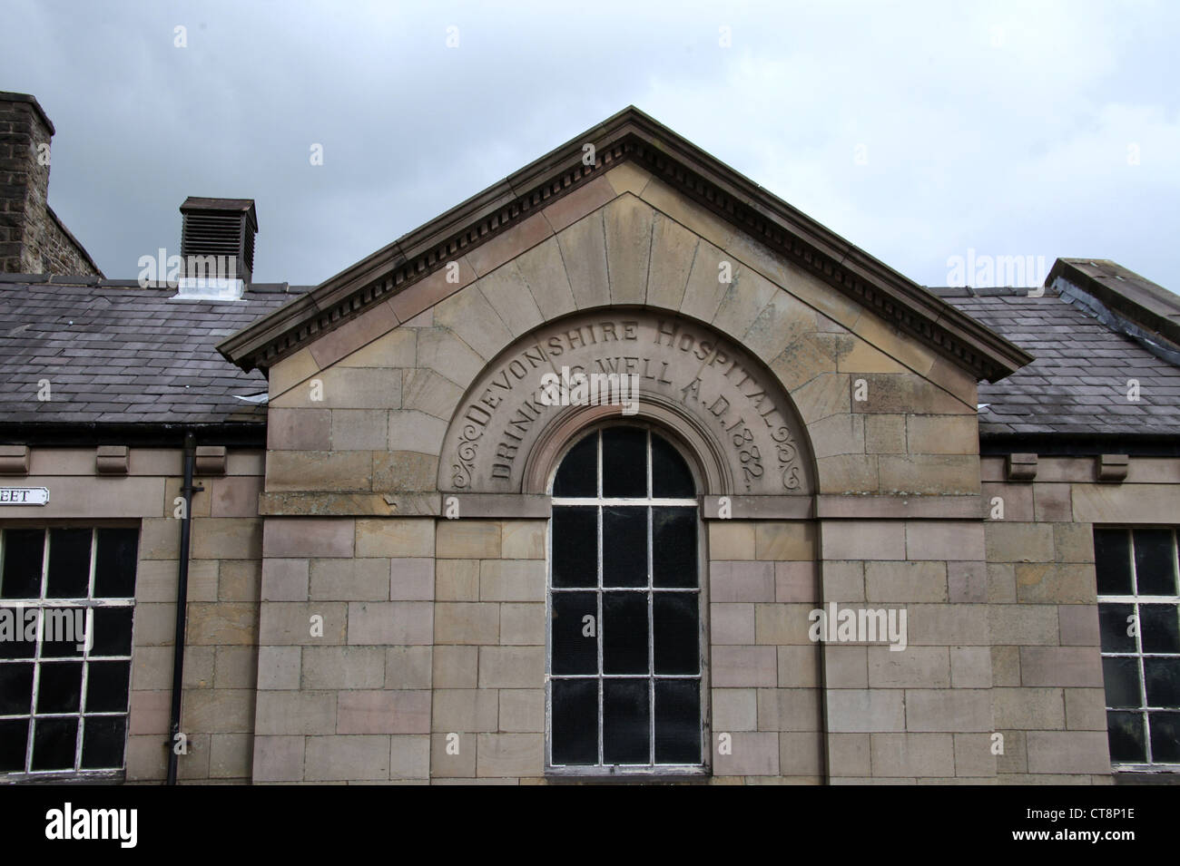 Devonshire Hospital Drinking Well Window in Buxton Stock Photo Alamy