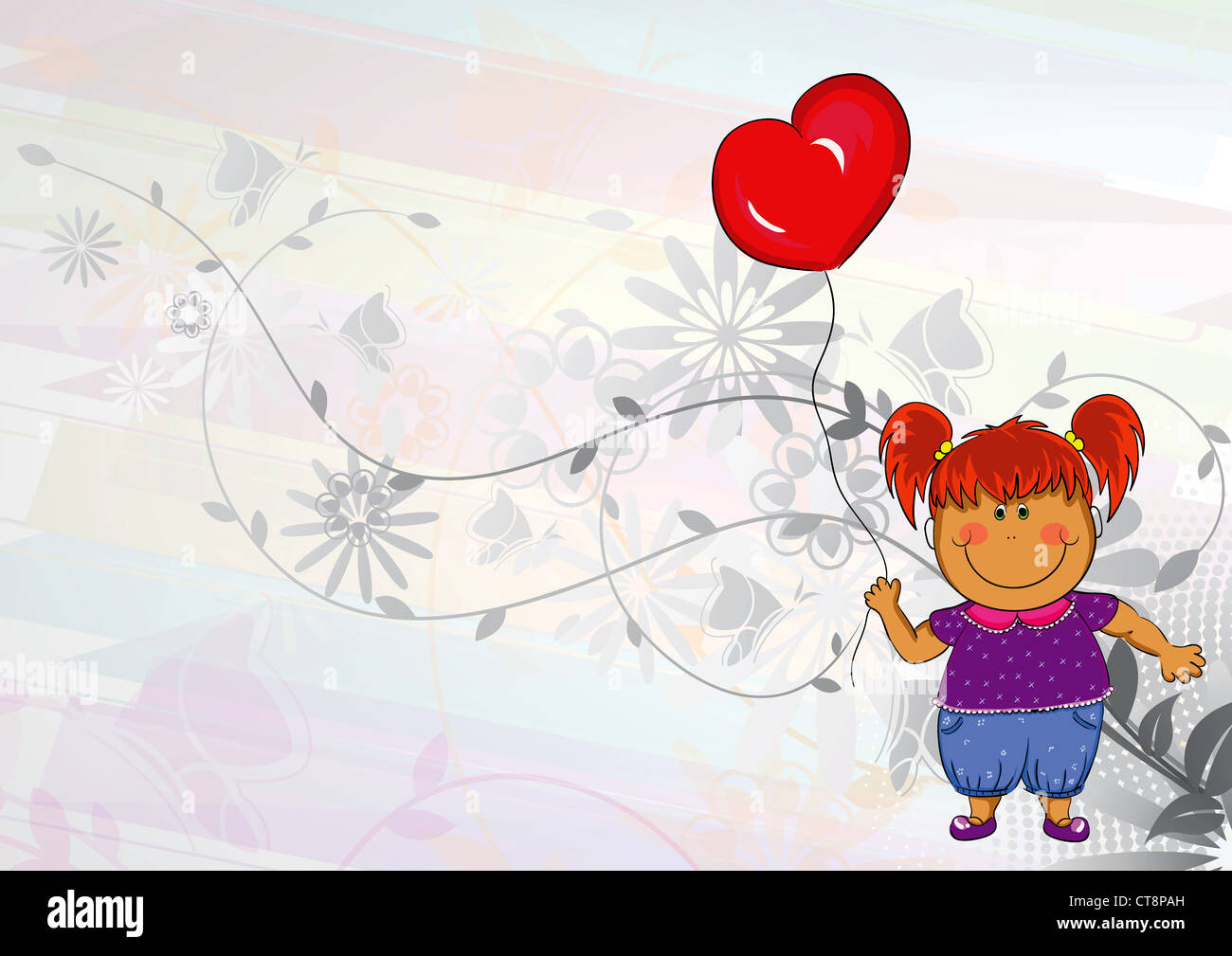 little girl with balloon vector illustration Stock Photo - Alamy
